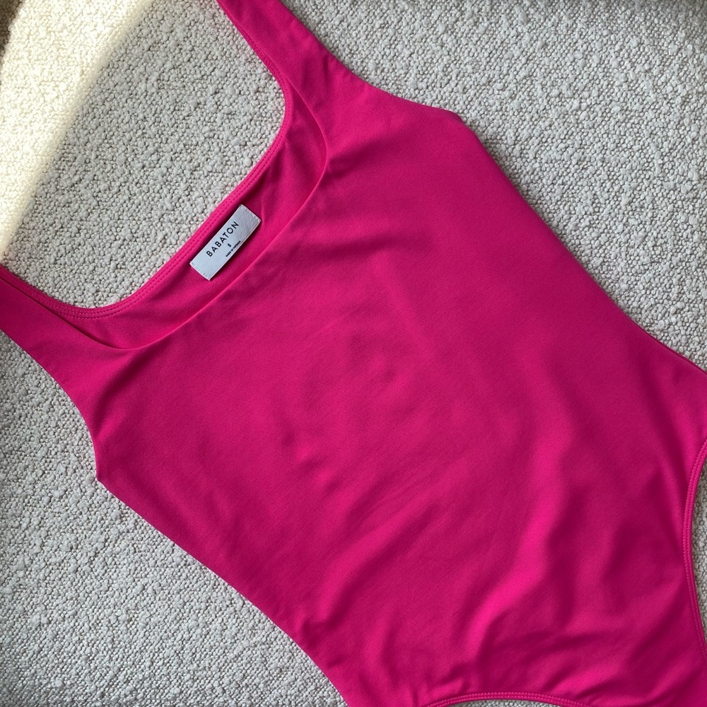 Babaton Contour Square Neck Bodysuit Neon Fuchsia